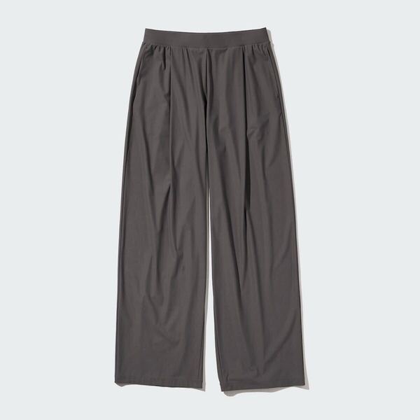 ユニクロ ウルトラストレッチ エアリズム ワイドパンツ XL グレー系 丈標準 ウォーキング UNIQLO 2024年製 接触冷感 uvカット