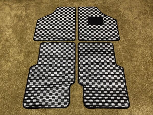 ■送料無料■ローバーミニ XN12A(前期) チェックホワイト 白黒 フロアマット カーマット 日本産 新品 旧車(年式:H8年以前 (1997)