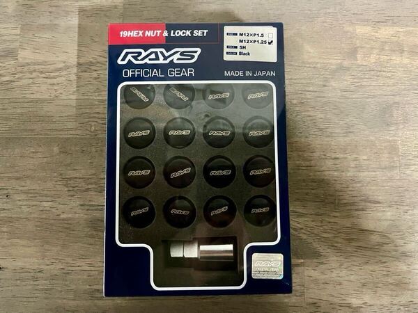 ★新品 未開封 RAYS ナット ロックナット セット 19HEX M12 P1.25 テーパー座 ブラック スバル スズキ ニッサン 日産