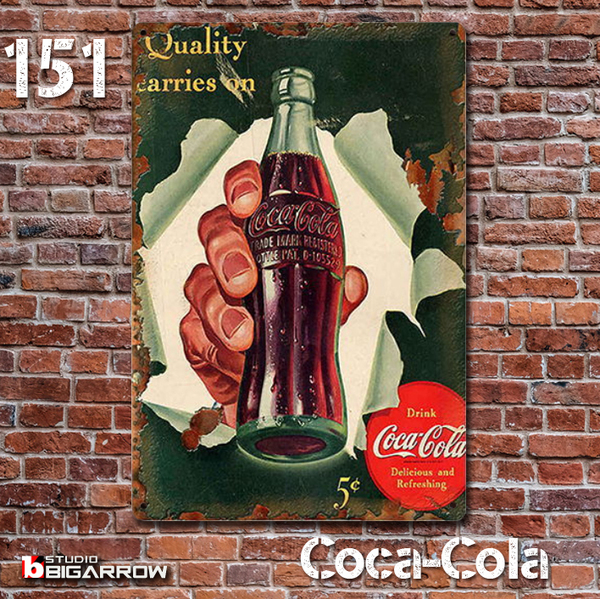 151 ブリキ看板 20×30㎝ Coca-Cola コカ・コーラ ガレージ メタルプレート アメリカンインテリア USフェンス 世田谷ベース