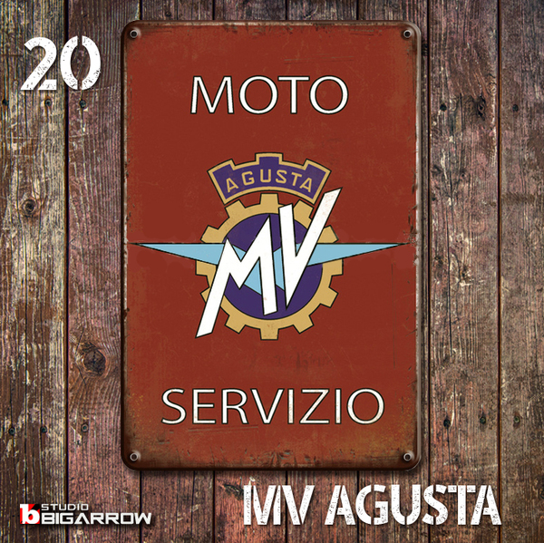 20 ブリキ看板 20×30㎝ MV AGUSTA MVアグスタ ガレージ メタルプレート アメリカンインテリア USフェンス 世田谷ベース