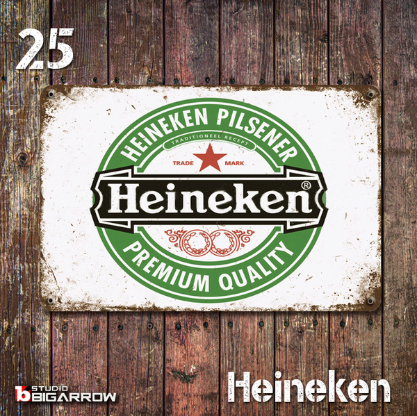 25 ブリキ看板 20×30㎝ HEINEKEN ハイネケン ガレージ メタルプレート アメリカンインテリア USフェンス 世田谷ベース