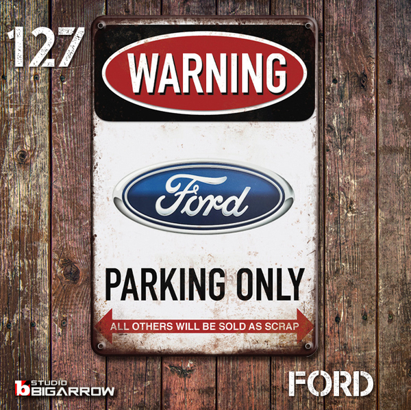 127 ブリキ看板 20×30㎝ FORD フォード アメ車 ガレージ メタルプレート アメリカンインテリア USフェンス 世田谷ベース