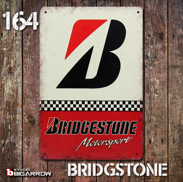 164 ブリキ看板 20×30㎝ BRIGESTONE ブリヂストン ガレージ メタルプレート アメリカンインテリア USフェンス 世田谷ベース