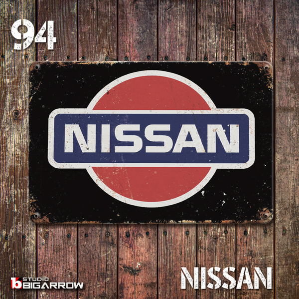 94 ブリキ看板 20×30㎝ NISSAN ニッサン 日産自動車 ガレージ メタルサイン アメリカンインテリア USフェンス 世田谷ベース