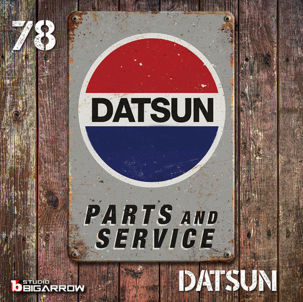 78 ブリキ看板 20×30㎝ DUTSUN ダットサン 旧車 ガレージ メタルプレート アメリカンインテリア USフェンス 世田谷ベース