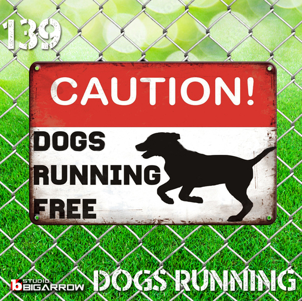 139 ブリキ看板 20×30㎝ ドッグラン DOGRUN ゲージ 犬サークル ガレージ メタルプレート アメリカンインテリア USフェンス 世田谷ベース