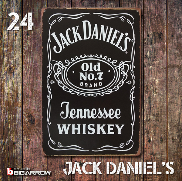 24 ブリキ看板 20×30㎝ JACKDANIELS ジャックダニエル ガレージ メタルプレート アメリカンインテリア USフェンス 世田谷ベース