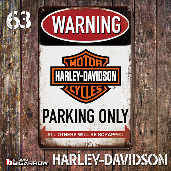 63 ブリキ看板 20×30㎝ HARLEY-DAVIDSON ハーレーダビッドソン ガレージ メタルプレート アメリカンインテリア USフェンス 世田谷ベース