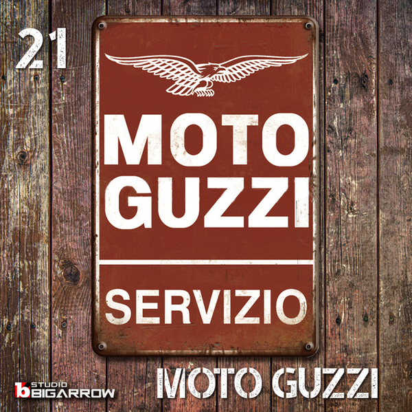 21 ブリキ看板 20×30㎝ MOTOGUZZI モトグッチ ガレージ メタルプレート アメリカンインテリア USフェンス 世田谷ベース