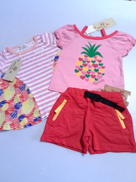 新品 未使用 シシュノン SiShuNon Kiccoly 80 90 3枚まとめ売り 半袖 Tシャツ ボトムス 即決 送料無料 KYら ベビー 女の子