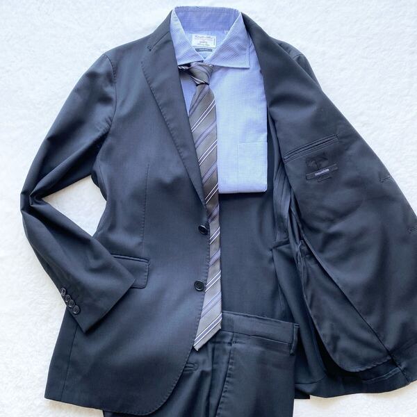 美品 TAGLIATORE スーツ セットアップ 夏用ウール 48 Lサイズ 黒 ブラック タリアトーレ 2SMC22B01 2022SS 定187,000円 イタリア製 メンズ