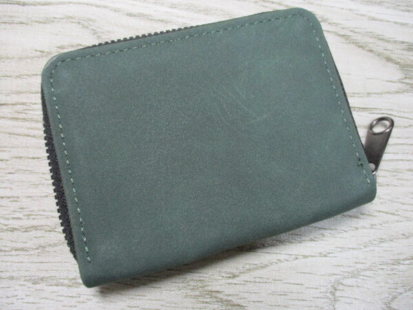 格安 新品 財布 小銭入れ メンズ カードケース コインケース ミニ財布 コンパクト ラウンド 9枚カード収納 PU マルチケース グリーン