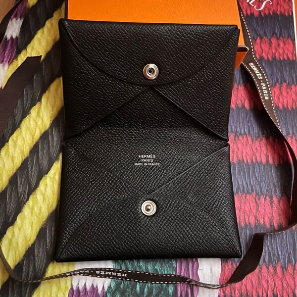 HERMES エルメス 名刺入れ カードケース カルヴィ エプソン ブラック 黒 D刻印 2019年製バーキン ケリー ピコタン