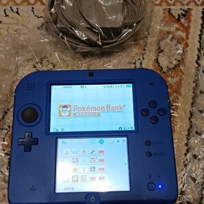 ポケモンバンク付き Nintendo 2DS ブルーブラック タッチペン SDカード 純正充電器 付き 送料無料