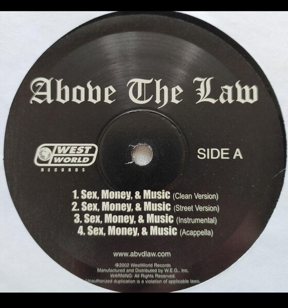 ABOVE THE LAW/Sex,Money and Music レコード ギャングスタラップ G-RAP カリフォルニア ウエストコースト サイド west coast side r21-9