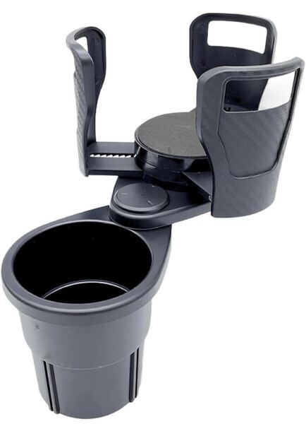 【新品】車 ドリンクホルダー カップホルダー 増設 2個置き 360 回転 7.4-15cm 調節可能 カーボン製 ドリンク以外にも カップラーメン