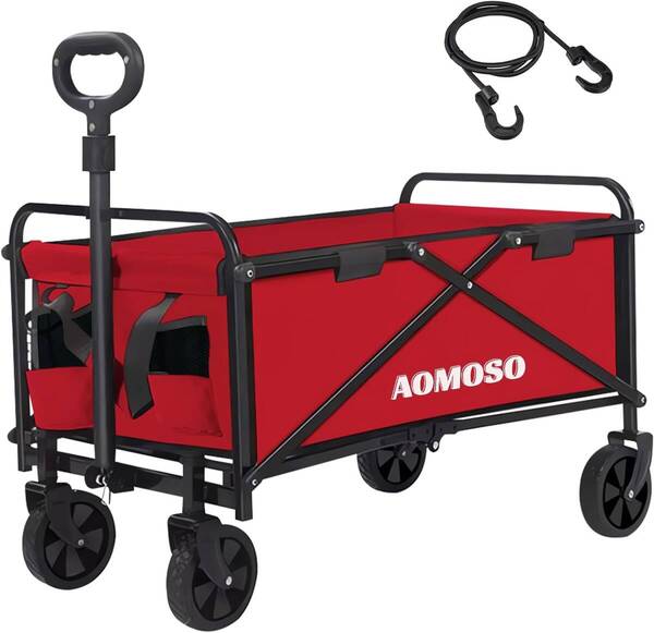 キャリーワゴン 折りたたみ式キャリーカート アウトドアキャンプカート ワイドタイヤ搭載 大容量120L 耐荷重100kg 自立式収納