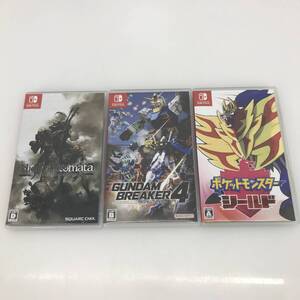 05w12036N ★1円~【Nintendo Switch】スイッチソフト3本「ニーアオートマタ/ガンダムブレイカー4/ポケモンシールド」中古 ◎ネコポス発送
