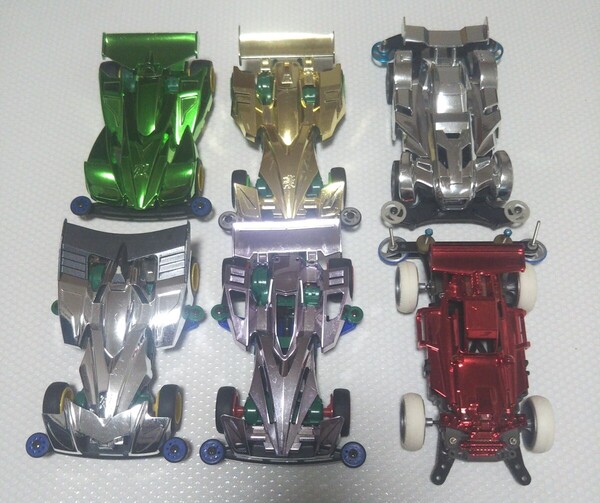 送料無料貴重タミヤ製品ミニ四駆限定メッキ仕様組立済み完成品6台