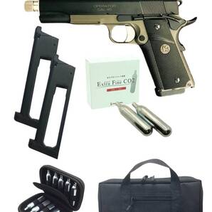 カーボネイト M45 MCO + スペアマガジン 2本 + ブッシュクラフト CO2カートリッジ 10本 + CO2ボンべ ケース + ハンドガン バッグ セット