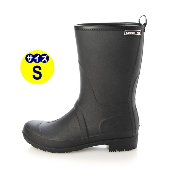 レディース ミドル丈レインブーツ/ 新品『23027-BLK-S』23.0cm~23.5cm レインシューズ 長靴 雨靴