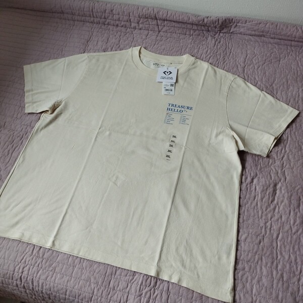 未使用 ユニクロ UNIQLO UT 綿100 ファインドユアトレジャー 半袖 Tシャツ 大きい 3xl レディース cream 匿名 送料無料