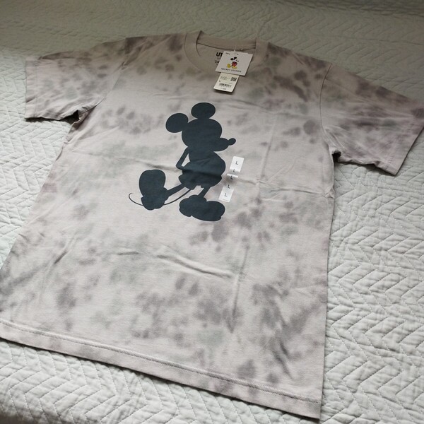 1点のみ 未使用 ユニクロ UT 半袖 ミッキースタンズ Tシャツ L men 男女兼用 ライトグレー ミッキー ディズニー 匿名 送料無料
