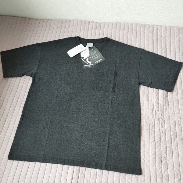 1点のみ 未使用 ビッグシルエット 半袖 Tシャツ 男女兼用 M 黒 ウォッシュ加工 ヴィンテージ風 柔らかな風合い 胸ポケット 匿名 送料無料