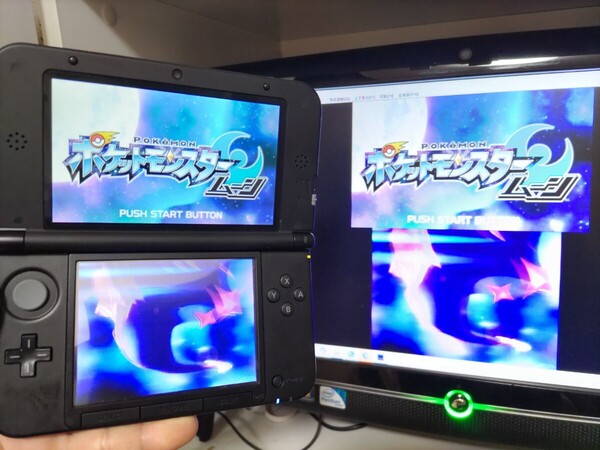 極美品 ゲーム実況 3DSLL 『キャプチャー機能付き』リザードン本体 偽トロ 本体 PCとの接続用ケーブル ★保証有★