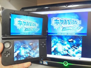 極美品 ゲーム実況 3DSLL 『キャプチャー機能付き』ポケモンX本体 偽トロ 本体 PCとの接続用ケーブル ★保証有★箱有り