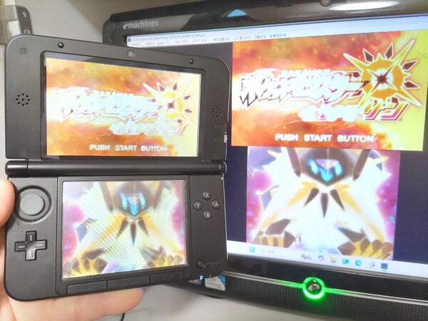 極美品 ゲーム実況 3DSLL 『キャプチャー機能付き』リザードン本体 偽トロ 本体 PCとの接続用ケーブル ★保証有★