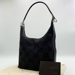 美品 GUCCI グッチ ワンショルダーバッグ ジャンボGG キャンバス 黒 ブラック 肩掛けカバン レディース