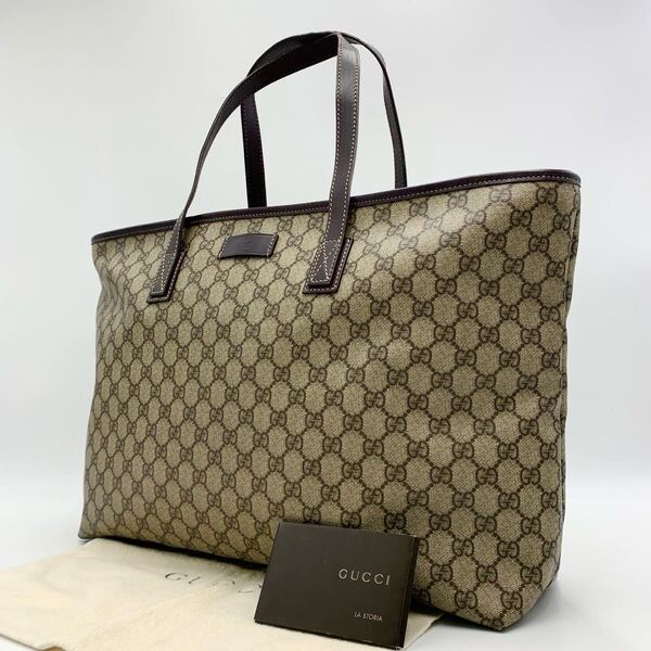 GUCCI グッチ トートバッグ ビジネストート 肩掛け A4収納可能 GGスプリーム ベージュ系 男女兼用 メンズ レディース
