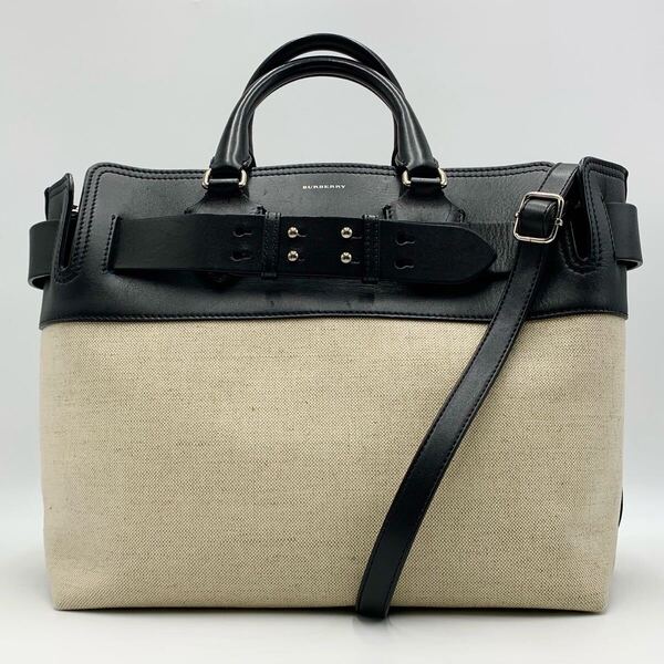 Burberry バーバリー belt bag ベルトバッグ 2way レザー&キャンバス トートバッグ ショルダーバッグ レディース ビジネスハンドバッグ