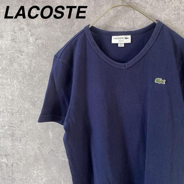 LACOSTE ネイビー Vネック Tシャツ US XSメンズ 日本Sメンズ相当