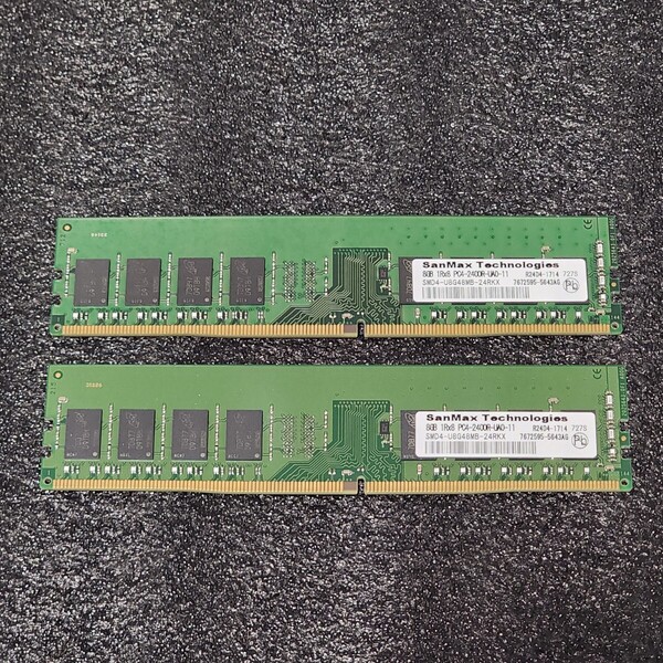 SanMax DDR4-2400MHz 16GB (8GB×2枚キット) SMD4-U8G48MB-24RKX 動作確認済み デスクトップ用 PCメモリ