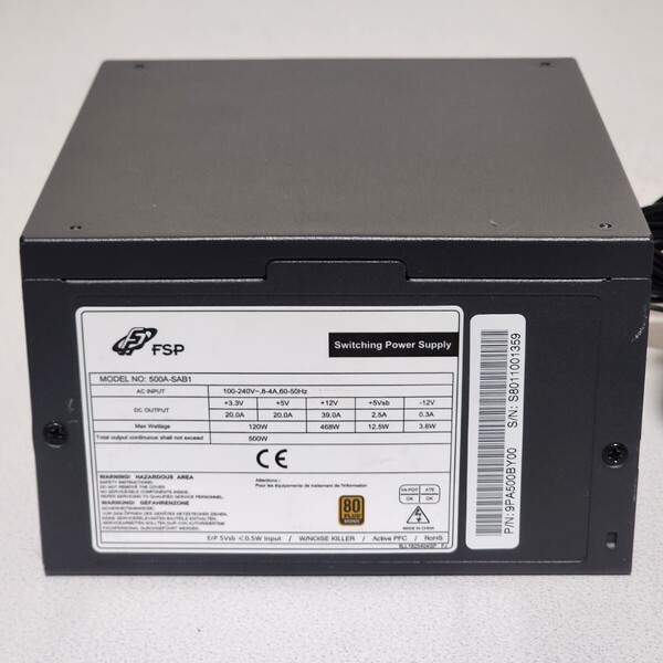 FSP GROUP 500A-SAB1 500W 80PLUS BRONZE認証 ATX電源ユニット 動作確認済み PCパーツ (2)