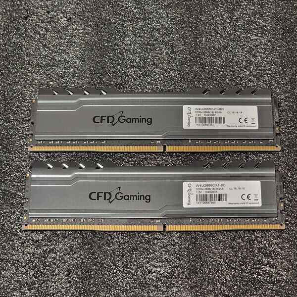 CFD GAMING DDR4-2666MHz 16GB (8GB×2枚キット) W4U2666CX1-8G 動作確認済み デスクトップ用 PCメモリ