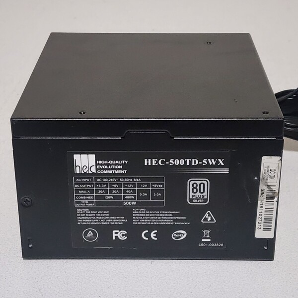 HEC HEC-500TD-5WX 500W 80PLUS SILVER認証 ATX電源ユニット 動作確認済み PCパーツ (2)