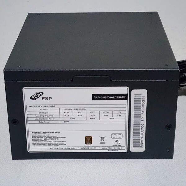 FSP GROUP 500A-SAB2 500W 80PLUS BRONZE認証 ATX電源ユニット 動作確認済み PCパーツ