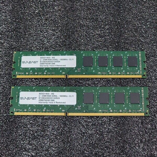 SUNEAST DDR3L-1600MHz 16GB (8GB×2枚キット) 動作確認済み デスクトップ用 PCメモリ