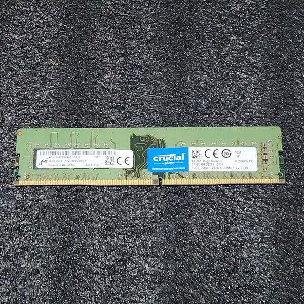 Micron CRUCIAL DDR4-2666MHz 16GB (16GB×1枚キット) MTA16ATF2G64AZ-2G6J1 動作確認済み デスクトップ用 PCメモリ