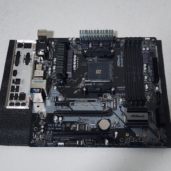 ASRock B450M Pro4 IOパネル付属 Socket AM4 MicroATXマザーボード RYZEN5000シリーズ対応 最新Bios 動作確認済 PCパーツ