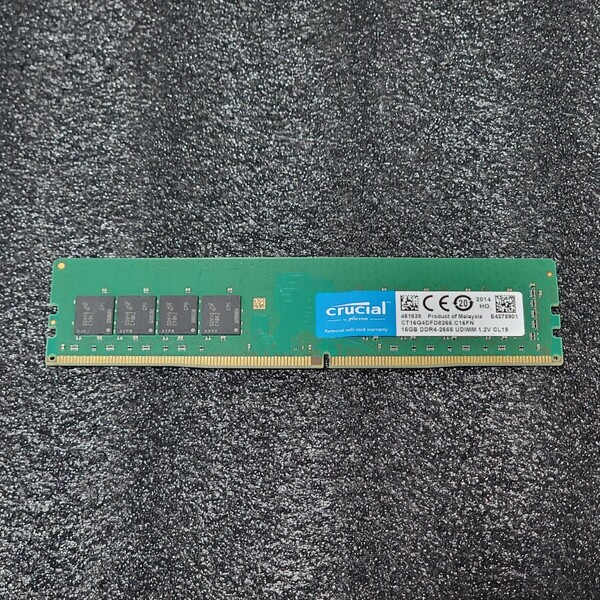CRUCIAL DDR4-2666MHz 16GB (16GB×1枚キット) CT16G4DFD8266.C16FN 動作確認済み デスクトップ用 PCメモリ