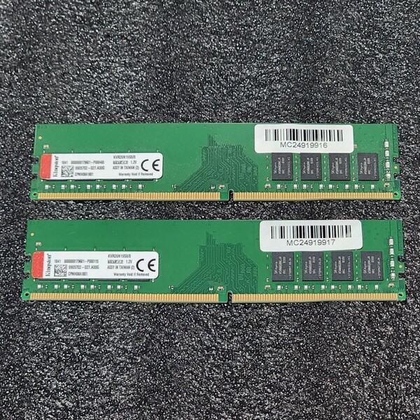 Kingston DDR4-2666MHz 16GB (8GB×2枚キット) KVR26N19S8/8 動作確認済み デスクトップ用 PCメモリ