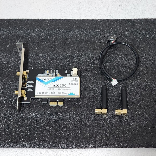 【送料無料】MU-MIMO INTEL AX200 無線LANカード PCIeボード アンテナセット PCIExpress×1 Bluetooth5.0 PCパーツ