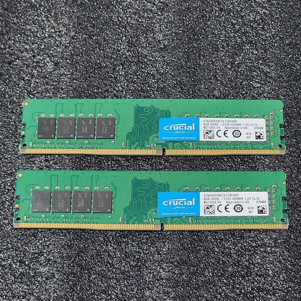 CRUCIAL DDR4-2133MHz 16GB (8GB×2枚キット) CT8G4DFD8213.C16FAR2 動作確認済み デスクトップ用 PCメモリ