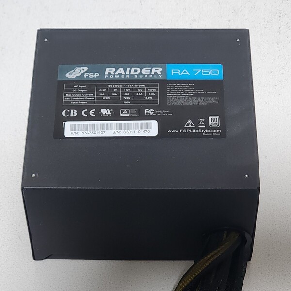 FSP GROUP RAIDER RA750 750W 80PLUS SILVER認証 ATX電源ユニット 動作確認済み PCパーツ