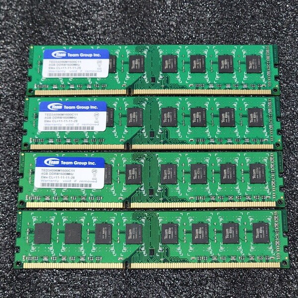 TEAMGROUP DDR3-1600MHz 16GB (4GB×4枚キット) TED34096M1600C11 動作確認済み デスクトップ用 PCメモリ